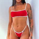 BIQUÍNI JADE VERMELHO E BRANCO